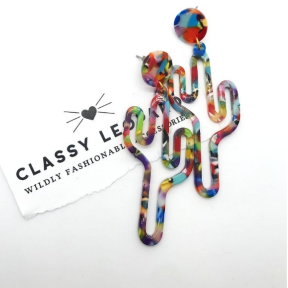 Cactus colorful Earrings - Picture 3 of 3